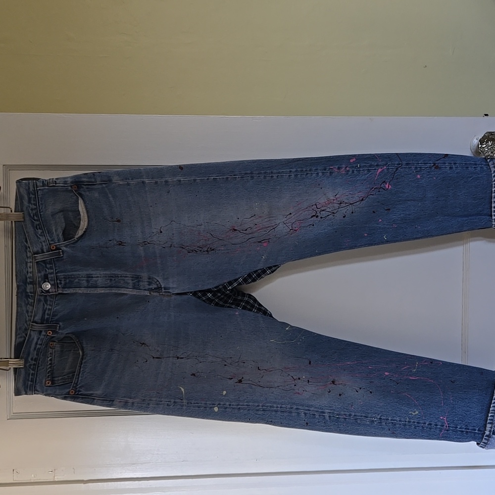 RTH drop crotch patched jeans